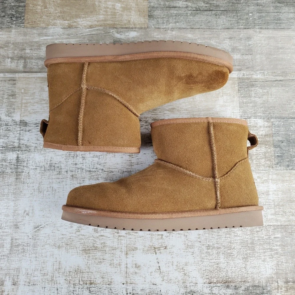 Koolaburra by UGG Koola Mini II Womens Boots Sz 9 Chestnut Suede Slip On Mid Top